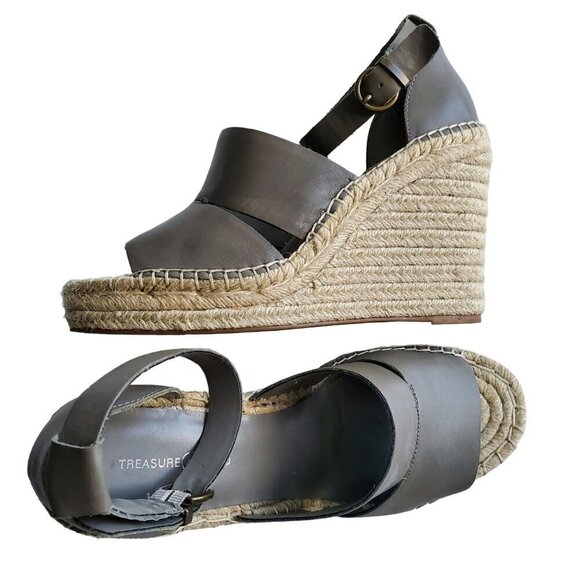 Treasure & Bond Sannibel High Heel Espadrille Platform Wedges Taupe Gray Size 10 - Picture 4 of 15